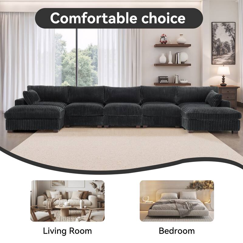 Oversized U-shaped Plush Modular Sectional Sofa Set