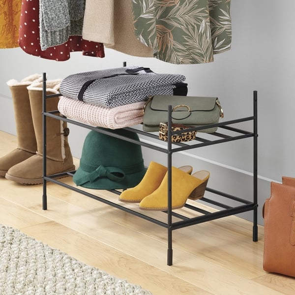 Modular Stack Shelf Whitmor 2-Tier Modular Stacking Shelf - Black - Bed Bath & Beyond ...
