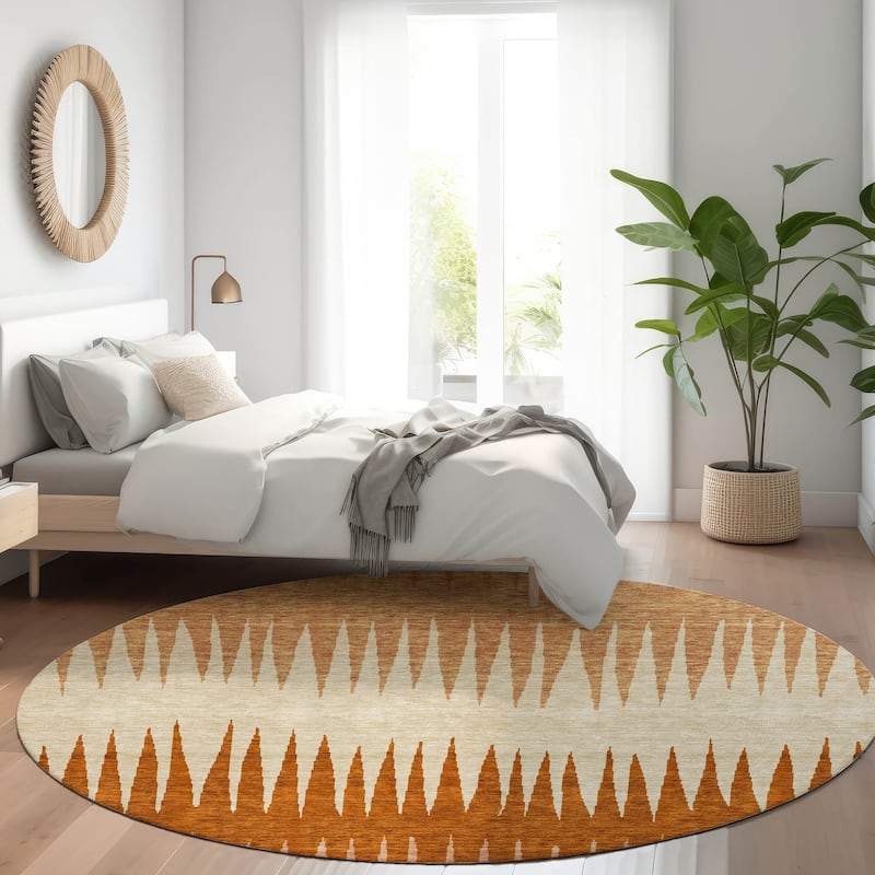 Premium Washable Super Soft Modern Spikes Mayfield Rug - Copper - 8' x 8'
