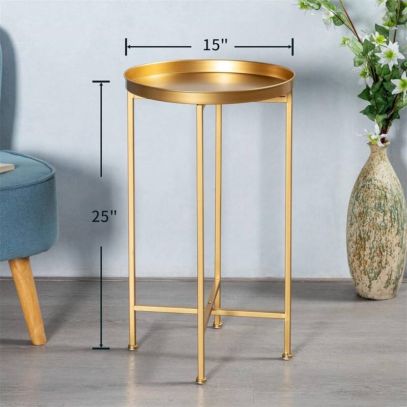 Small Round Metal End Table 14.5"D x 14.5"W x 25"H On Sale Bed