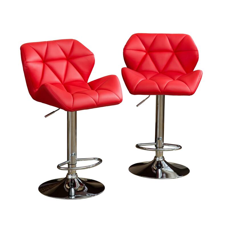 Adjustable Height Hidraulic Bar Stools Set of 2, Counter Height Faux Leather Chair with Footrest for Kitchen Island, Dining Room