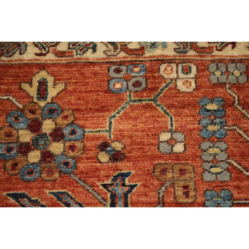 Hand Knotted Oriental 100% Wool Carpet Traditional All-Over Navy Blue & Blues Heriz (serapi) Area Rug - 13' 8'' X 10' 1''
