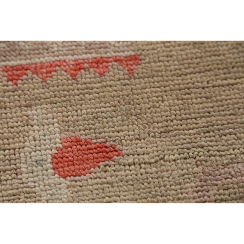 Hand Knotted Oriental 100% Wool Carpet Transitional All-Over Green Oushak Area Rug - 14' 10'' X 9' 11''