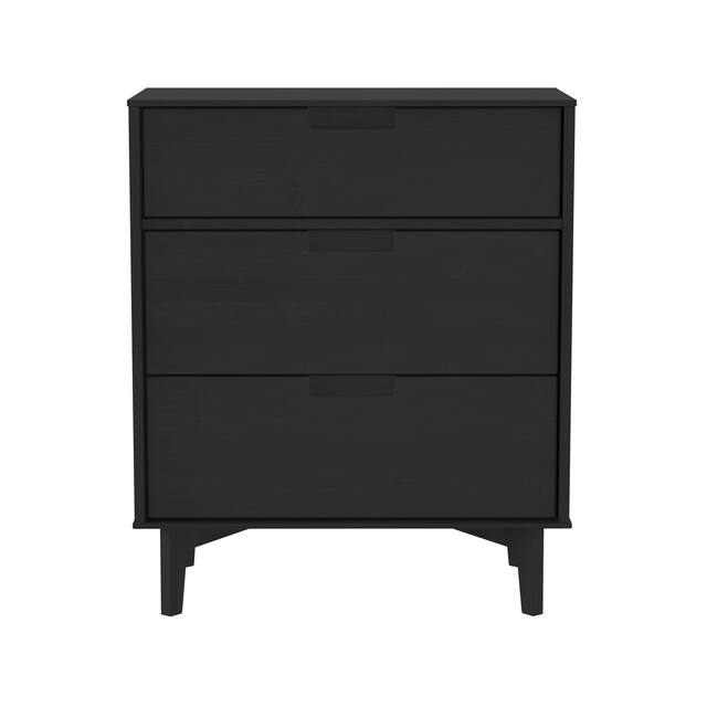 Middlebrook Mid-Century Solid Pine 3-Drawer Storage Chest - Black