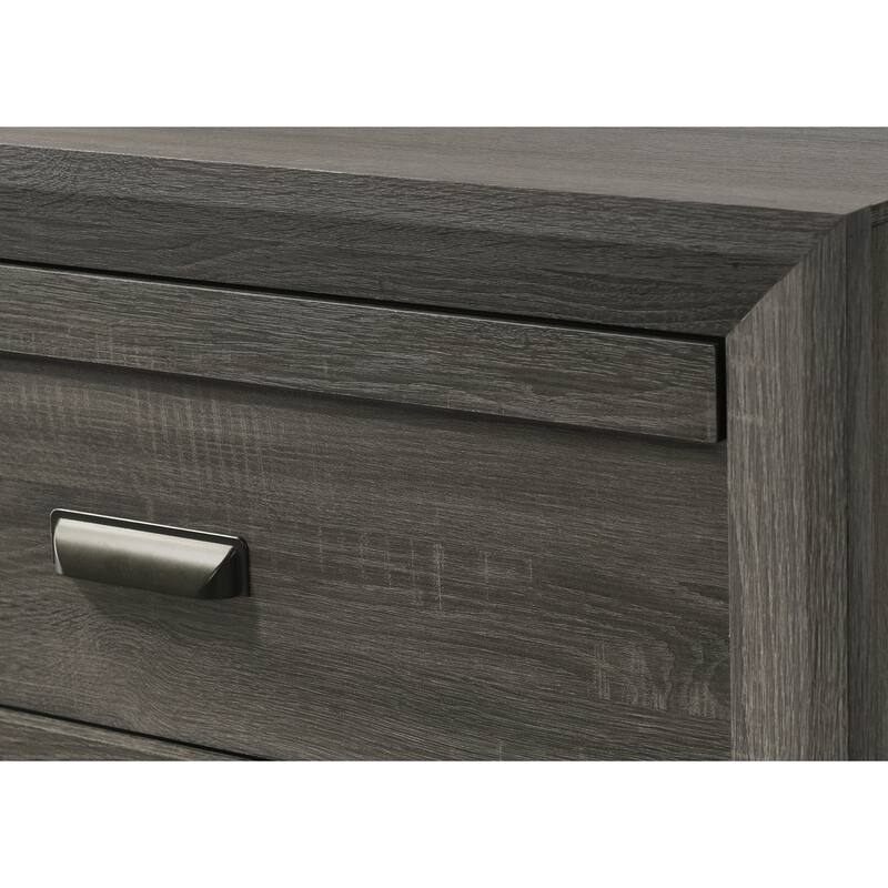 Contemporary Nightstand with Two Drawers in Rustic Gray Finish