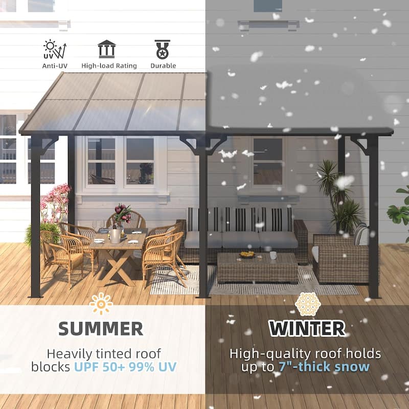AECOJOY Wall Mounted Gazebos Pergola Outdoor Lean to Gazebo Awnings