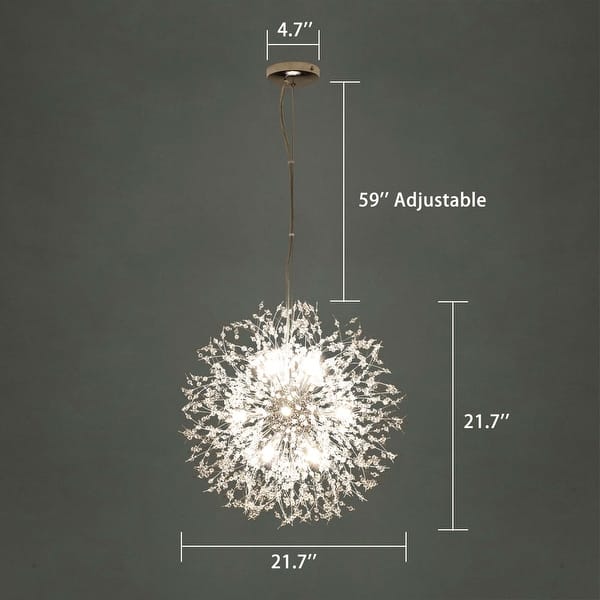 dimension image slide 2 of 5, 8/9/12/16-Light Modern Linear Sputnik Firework Dandelion Crystal Chandelier
