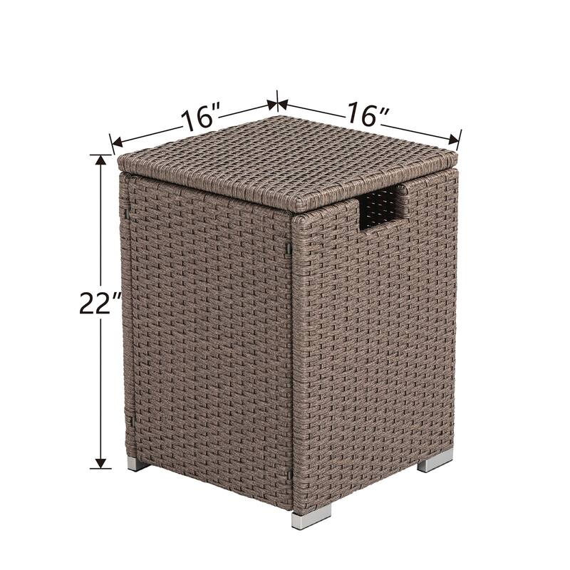 COSIEST Outdoor Hideaway Wicker Tank Table for Propane Fire Pits