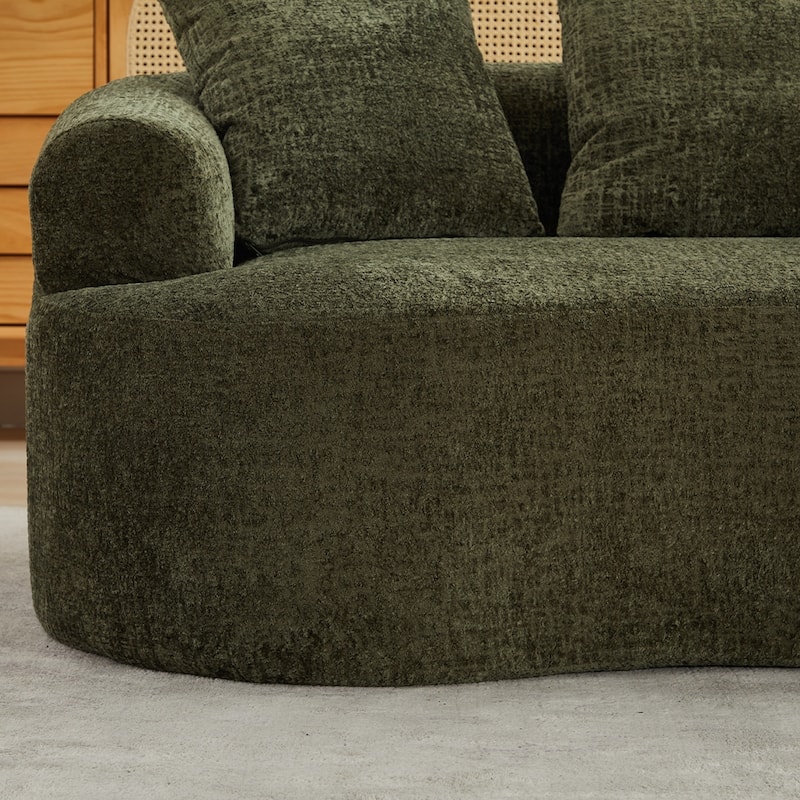 63.2" Modern Small Loveseat Sofa, Chenille Boneless Couch, Deep Seat Sofa with 3 Pillows