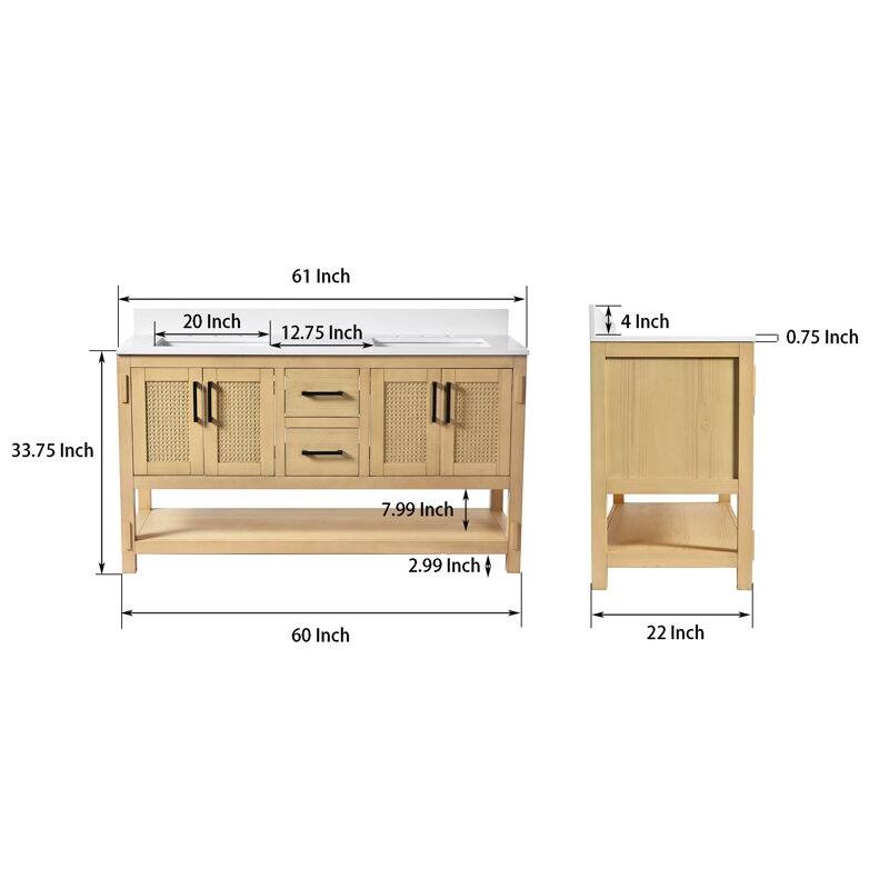 Acroma - 60'' Double Bathroom Vanity With Stone Top