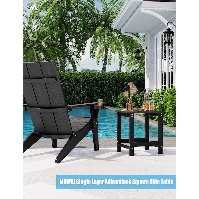 WINSOON Outside Adirondack Square Side Table, Weather Resistant Patio Tables Set Of 2