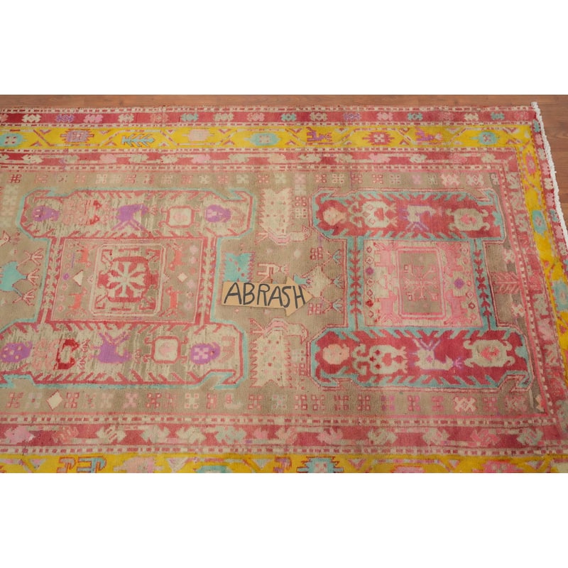 Hand Knotted Oriental 100% Wool Carpet Traditional Tribal Beige & Ivories Meshkin Runner Rug - 10' 4'' X 3' 9''