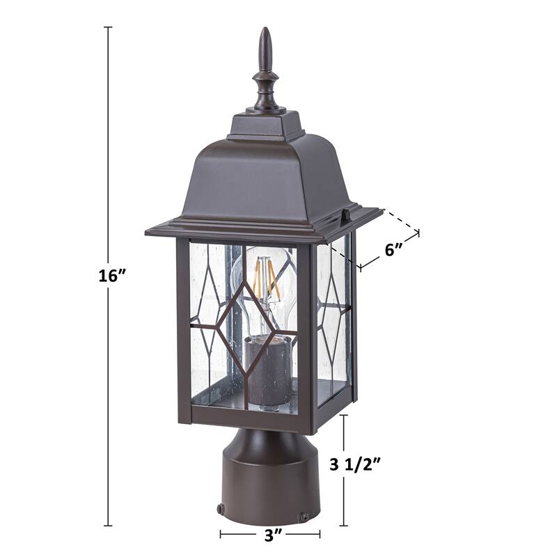 C Cattleya 16in Oil-Rubbed Bronze Outdoor Post Light with Seeded Glass - ORB