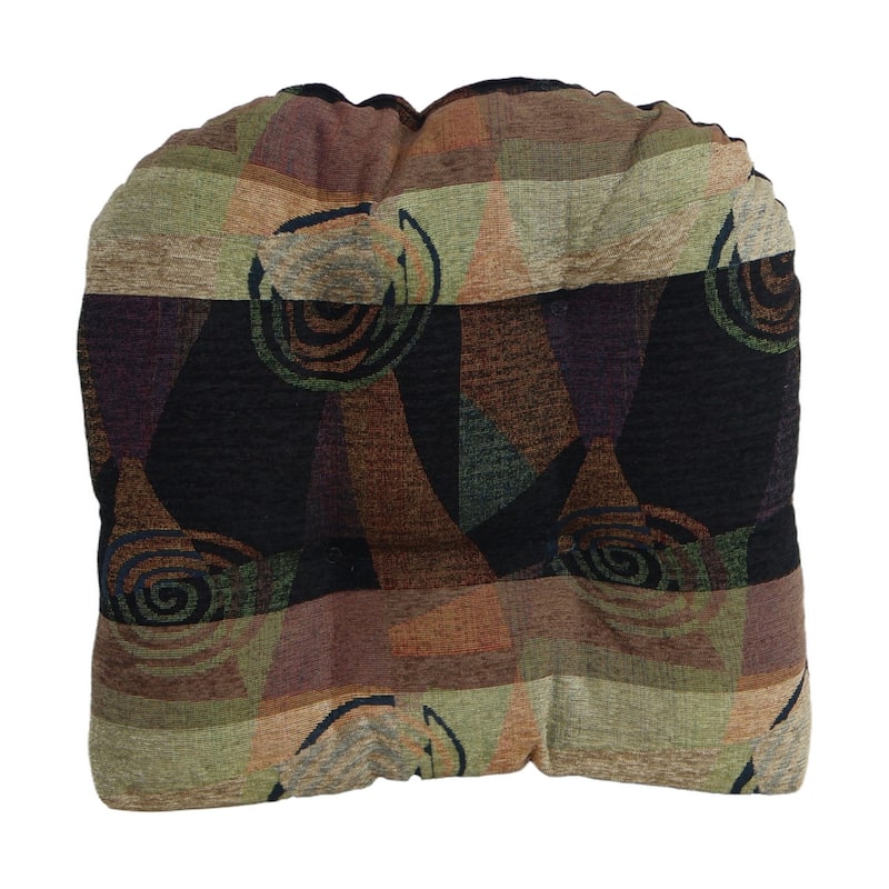19-inch Rounded Back Jacquard Chenille Chair Cushion - 19 x 19