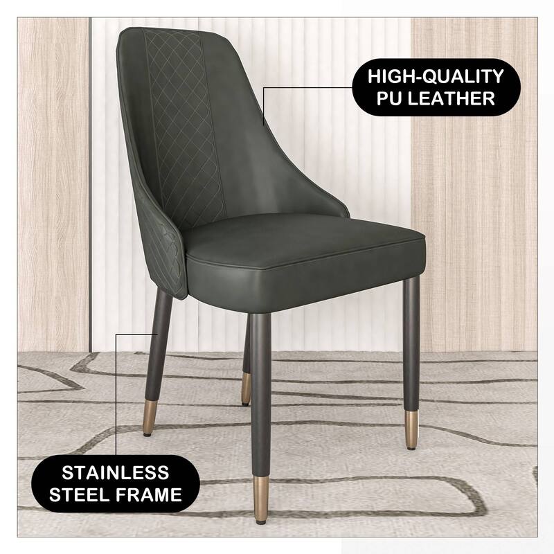 Allure Modern High-back Fabric or Leather Upholstered Accent Dining Chair with Solid Oak Wood Legs (Set of 4)