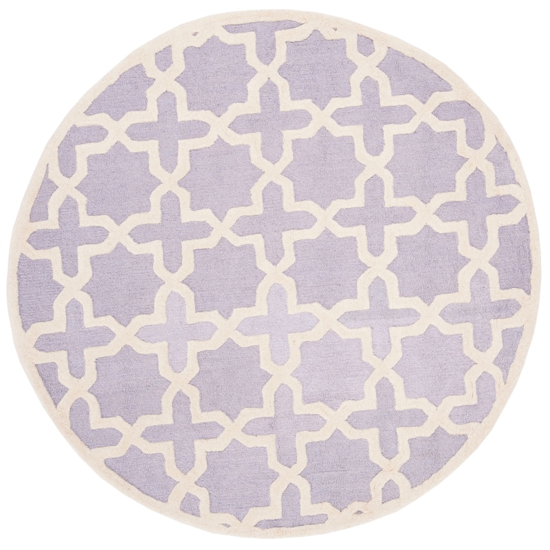 SAFAVIEH Handmade Cambridge Remedios Geometric Wool Rug - 8' Round - Lavander/Ivory