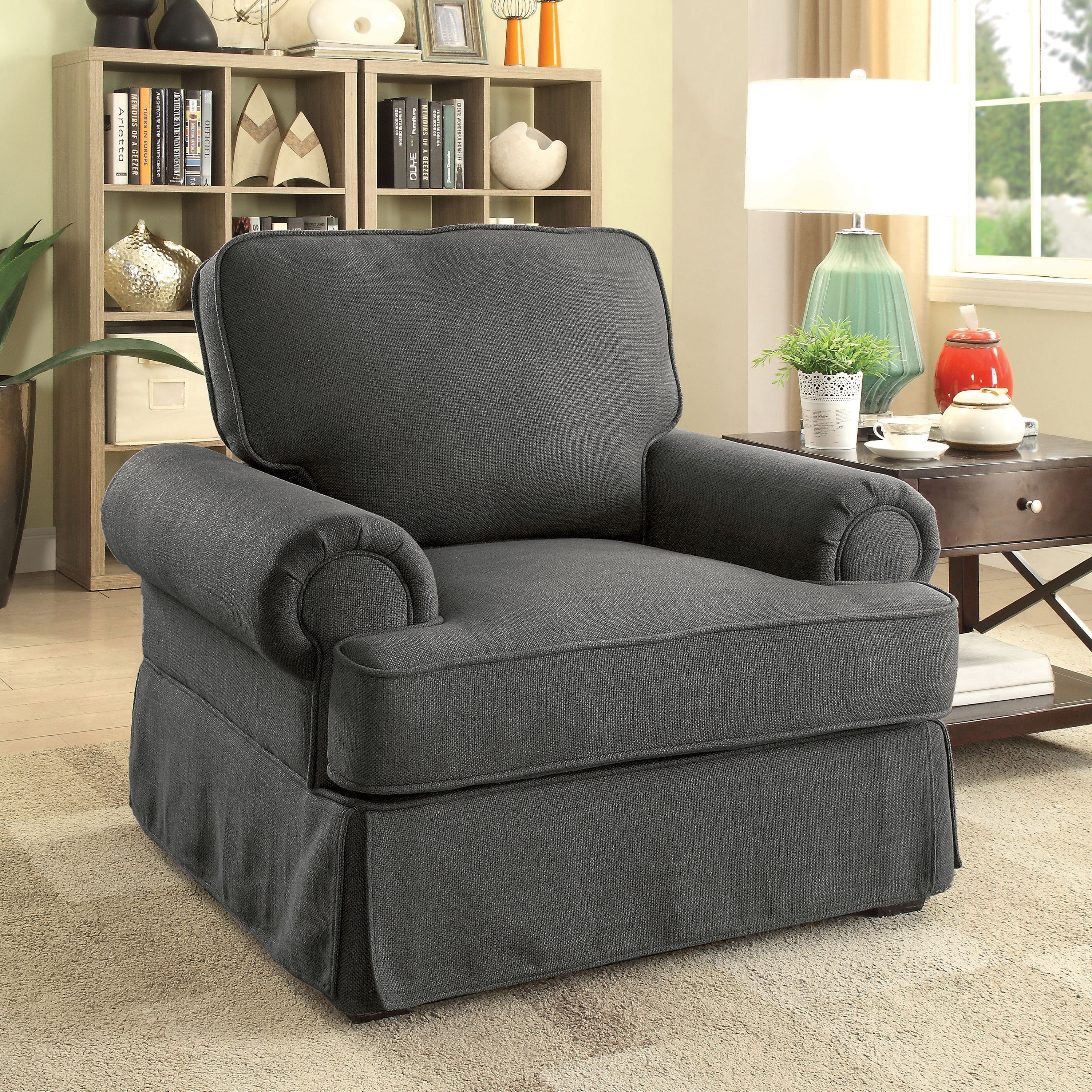 Furniture of America Cupa Transitional Linen Fabric Padded Accent Chair