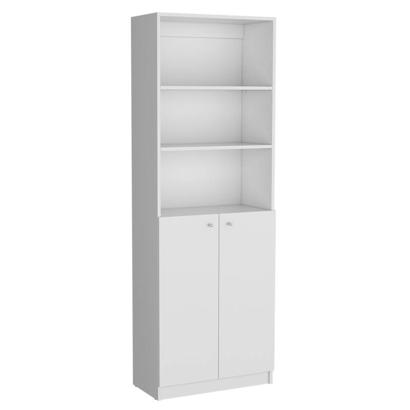 2 Piece Home Bookcase Set, 49" Wide with 8 Shelves and Double Door Cabinet, Living Room Set