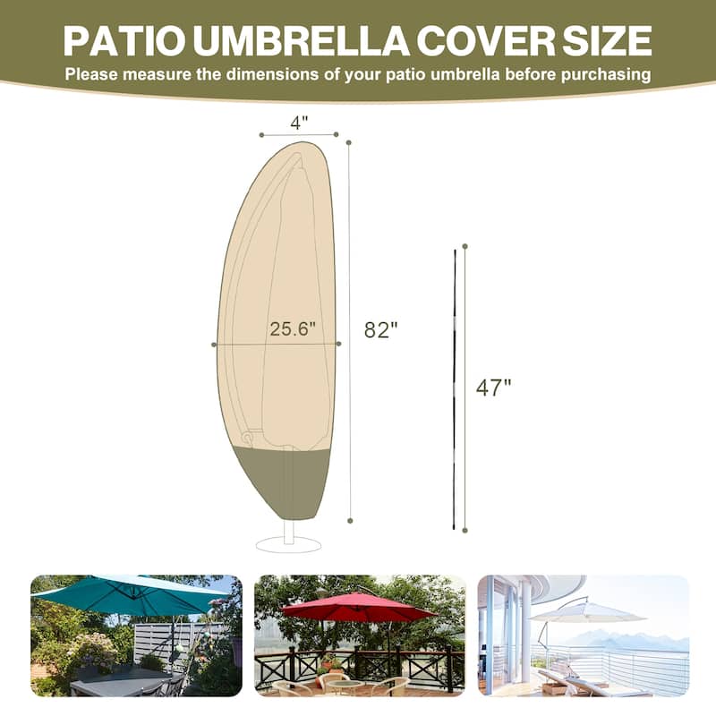 Aoodor Heavy Duty Patio Umbrella Cover for 9-12ft Cantilever Umbrella