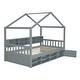 preview thumbnail 14 of 16, Twin Size Wooden House Bed Platform Bed With Shelves And a Mini-cabinet,Solid Construction