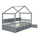 preview thumbnail 3 of 34, Wooden House Headboard Bed Frame w/ Shelves & Mini-cabinet, Unisex