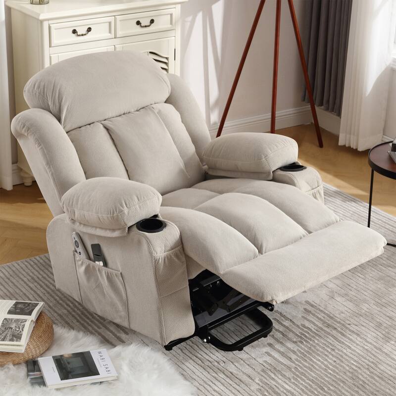 Velvet Power Lift Recliner Chair with Heat & Massage, Electric Recliner Chair with USB Port, Remote Control & Side Pocket