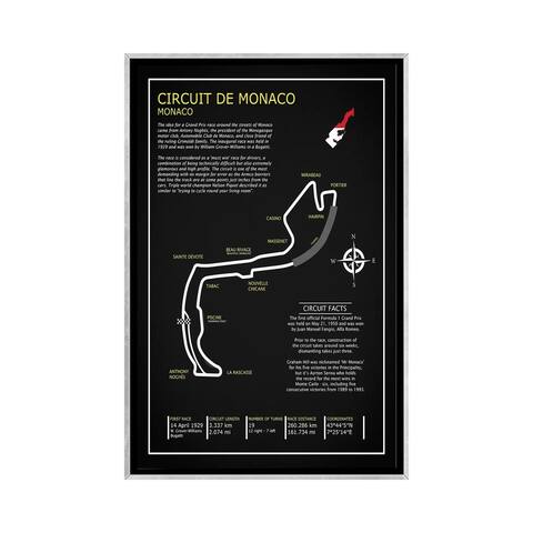 iCanvas "Monaco Circuit BL" by Mark Rogan Framed