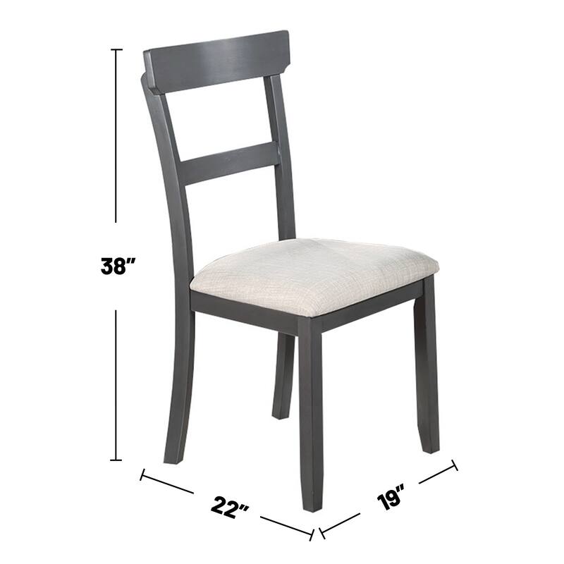 5 Piece Upholstered Dining Set with Ladder Back in Grey