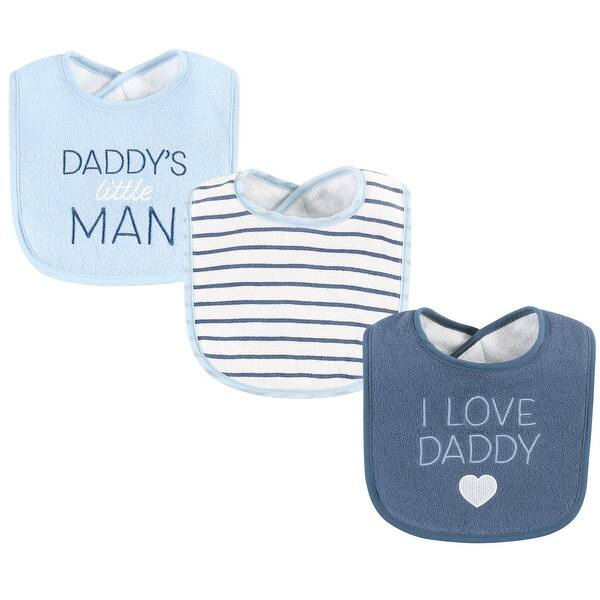 slide 1 of 1, Hudson Baby Infant Boy Fiber Filled Drooler Bibs 3pk, I Love Daddy Coronet Blue, One Size - I Love Daddy Coronet Blue - One Size One Size - I Love Daddy Coronet Blue