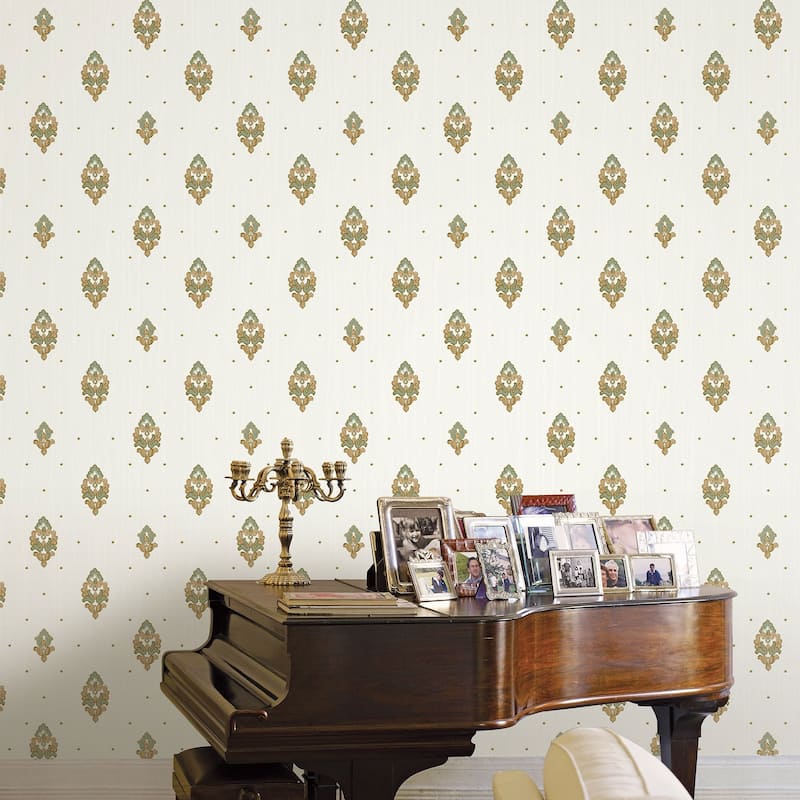 Galerie Wallcoverings Opulence Collection Italian Motif Vinyl on Non-woven Glitter/Shimmer Wallpaper Roll Double Width