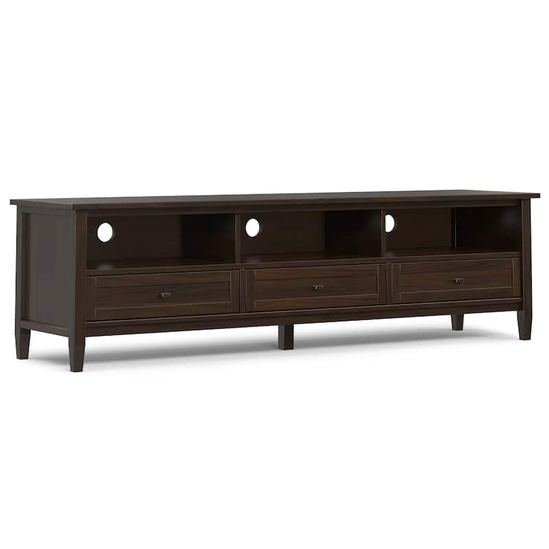WYNDENHALL Norfolk SOLID WOOD 72" Wide Transitional TV Media Stand For TVs up to 80" - 18" d x 72" w x 20" h