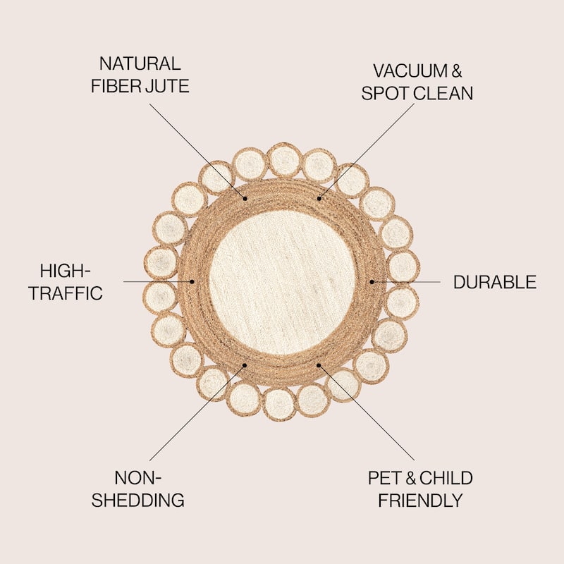 JONATHAN Y Daisy Two-Tone Jute Hippy Circle Area Rug