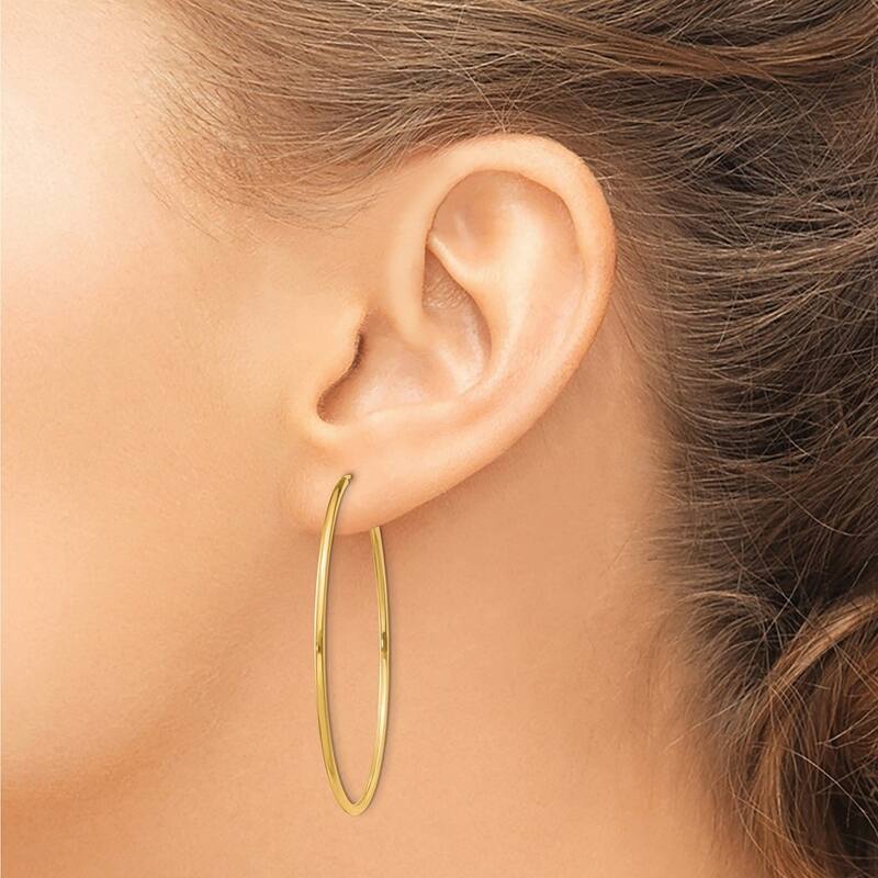 Curata 14k Yellow Gold e 1.5x45mm Polished Round Endless Hoop Earrings