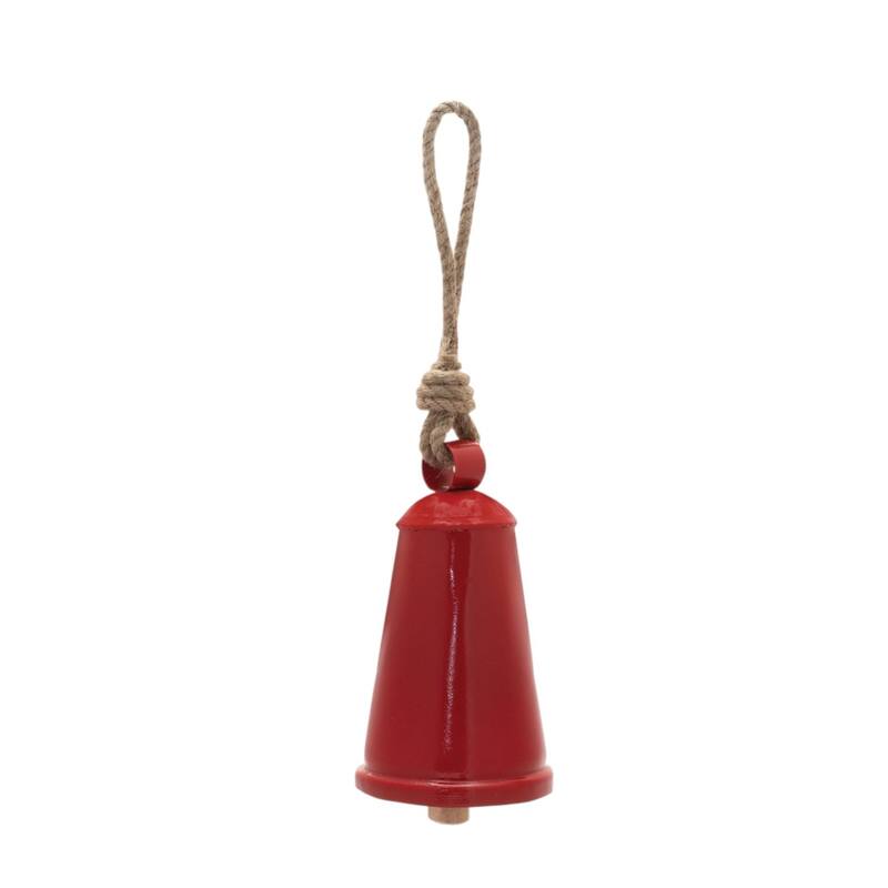 HomeRoots Set of Four Red And Natural Holiday Bell Shaped Ornaments