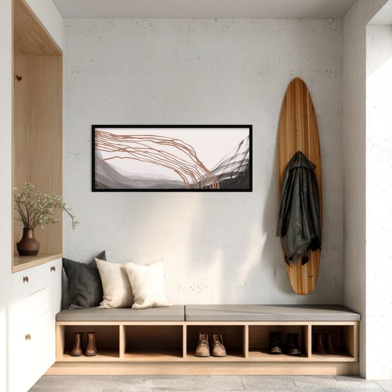 Amanti Art Framed Fabric Pinboard Flowing Lines Over Dark Landscape by PI Studio Printed Bulletin Board - Board Size 40 x 16