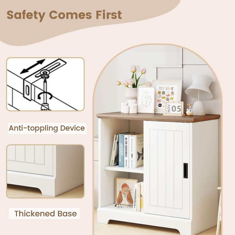 Costway Farmhouse Sideboard Buffet Cabinet with Sliding Doors 3 - See Details