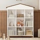 preview thumbnail 2 of 8, House-shaped Storage Rack with 9 Storage Compartments, Three-layer Bookshelf for Kids