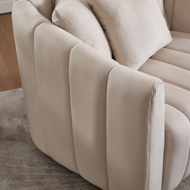 40.4"W Upholstered Swivel Accent Chair Set of 2,Modern Swivel Single Sofa Chair with Pillows