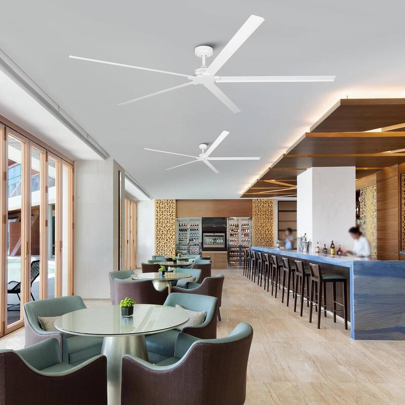 Ceiling Fan 84" Industrial 5-Blade White IPX4 Outdoor Use