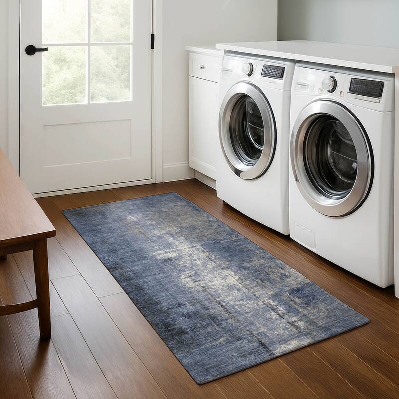 Premium Washable Super Soft Ombre Solid Mayfield Rug - Navy - 2'3" x 7'6"