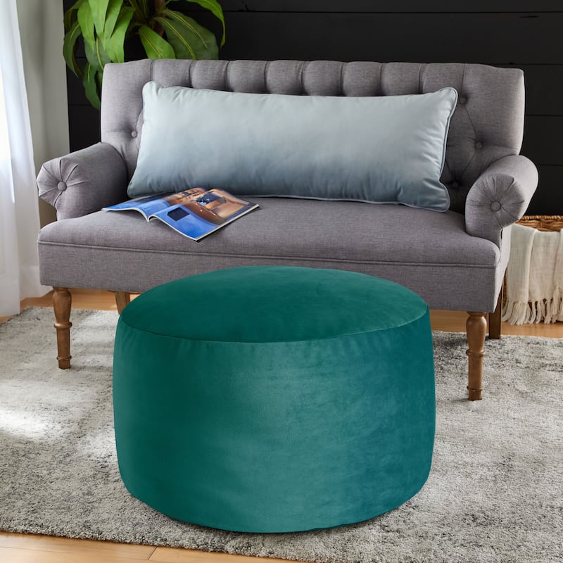 Sorra Home Solid Velvet Indoor Bean Pouf - Nile 30 in W x 30 in D x 15 in H