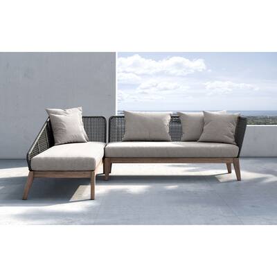 Netta Outdoor Sectional Left-Facing Sofa in Feather Gray Fabric