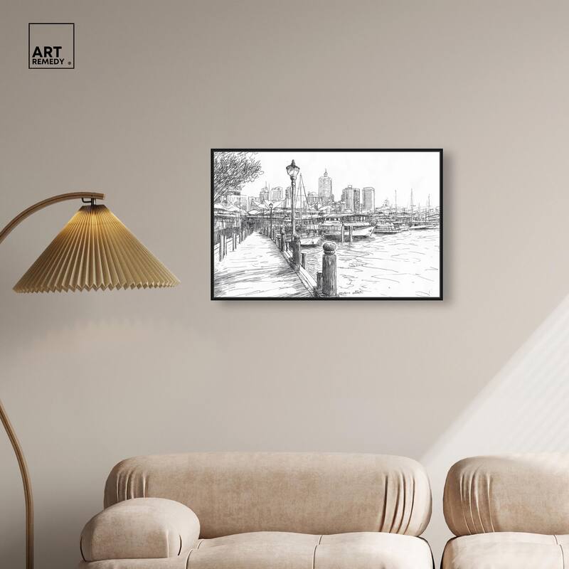 Harbour City Ink Canvas by Art Remedy