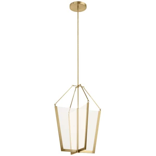 slide 2 of 5, Kichler Calters 28.5 inch LED Foyer Pendant with Champagne Gold Finish