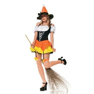 Shop Black And Orange Kandy Korn Women Adult Sexy Witch Halloween Costume 3pc Extra Small X Small Overstock 29656973