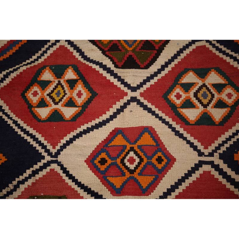 Kilim Qashqai Persian Area Rug Flatweave Wool Carpet - 5'4"x 8'1"