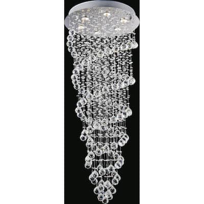 Double Spiral 6 Light Flush Mount With Chrome Finish