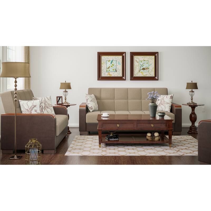 Collection Upholstered Convertible Loveseat With Storage