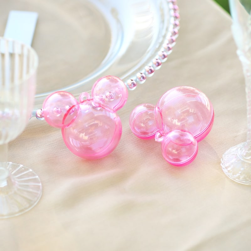 Set of 24 pcs Pink Plastic Mouse Baby Shower Party Favor Candy Holder Gift Box 2.5in - 2.5" H x 2.75" W x 1.5" DP