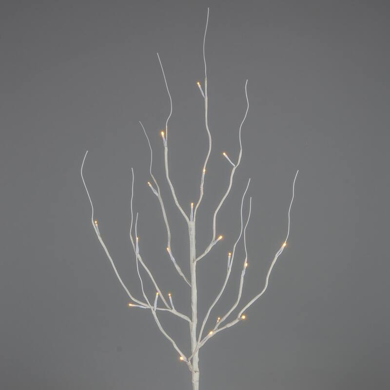Set of 2 39in White LED Branches with Timer, Battery Operated